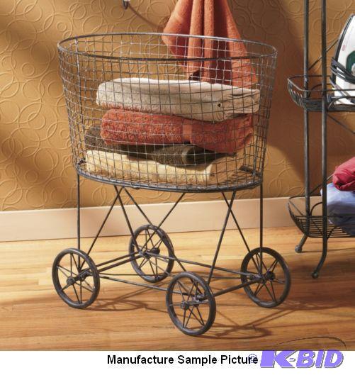 Vintage Rolling Laundry Cart - Black -&nbspH...