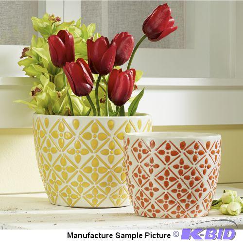 Lot of 2 Ceramic Planters -&nbspGlazed ceram...