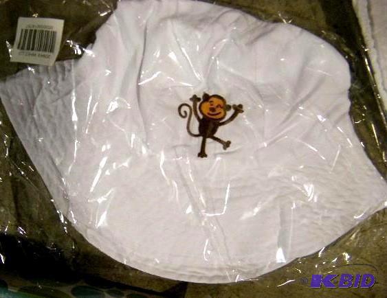 Large White Kids Sunshade Hat - Monkey design...