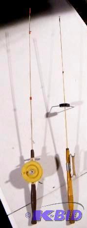 Lot of 2 Old Ice Fishing Rods - Both have a r...