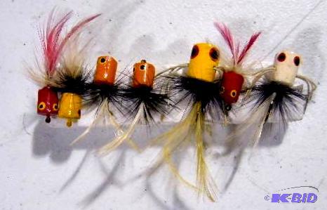 Lot of 7 Cork Popper Fly Lures...
