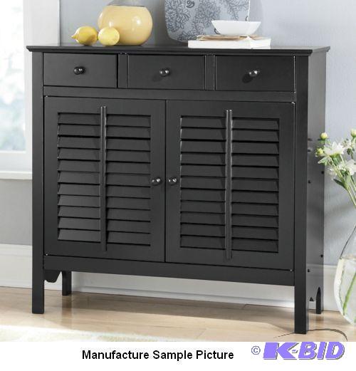 Black Two Door Shutter Door Cabinet - Casual ...