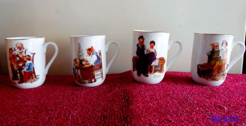 lot 10 image: NEW - NORMAN ROCKWELL1982 (4) Collectors mug set