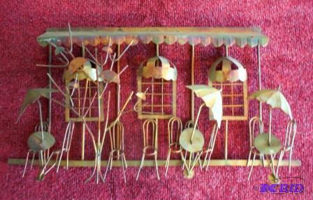 lot 37 image: Vtg Jere Style 3D Copper Brass Outdoor Bar Cafe METAL Wall ART SCULPTURE