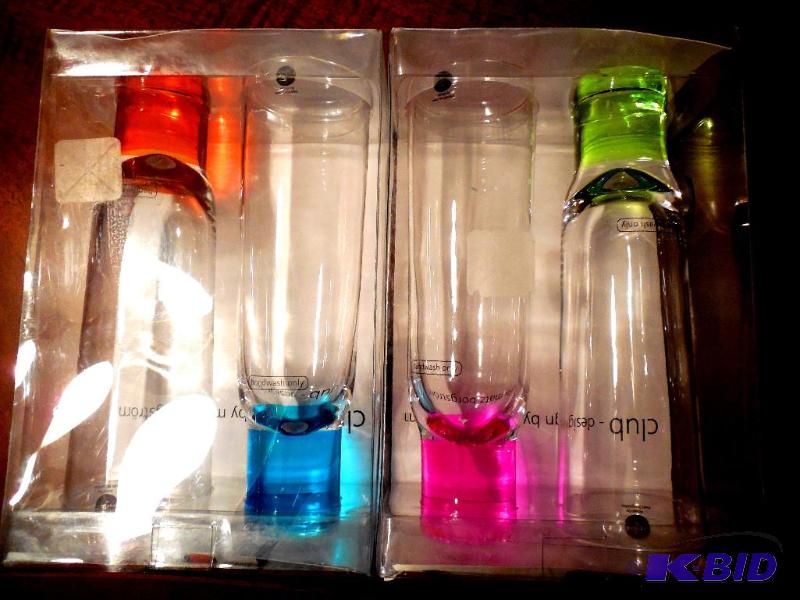 lot 41 image: 4 SAGAFORM CHAMPAGNE ART GLASS CLUB COLLECTION PINK GREEN BLUE ORANGE SWEDISH DESIGN
