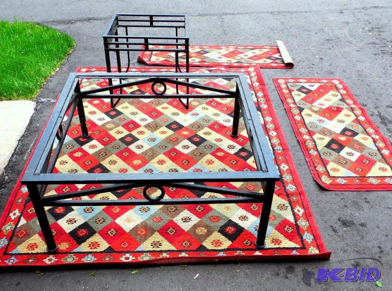 lot 50 image: 3 Piece Matching Area Rugs Red Diamonds