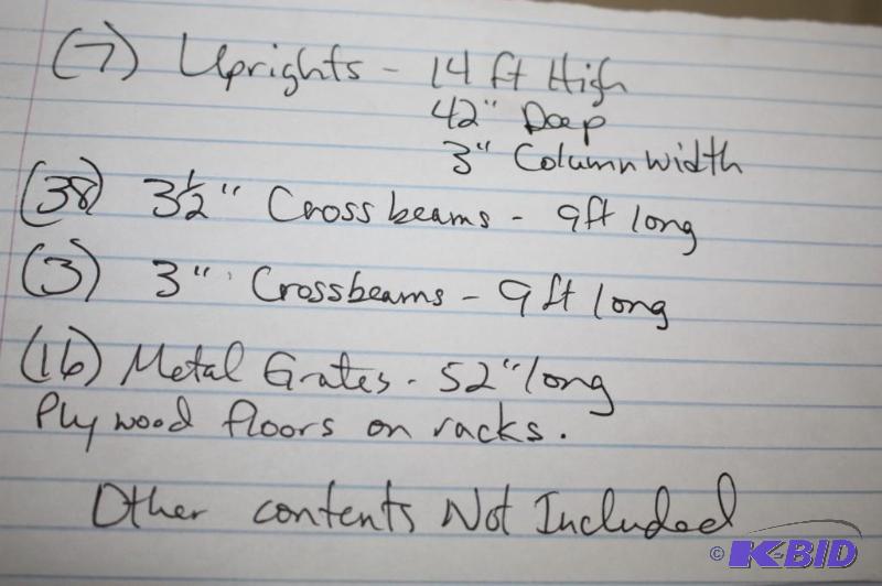 (7) Uprights 14 high, 42&quot deep, 3&quot...