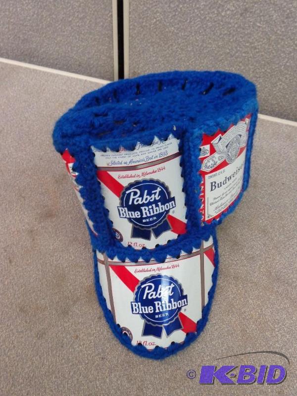 Beer Can Crotcheted Hat&nbsp Made from Pabst...