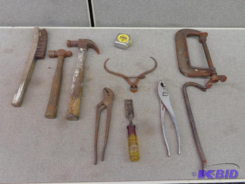 Assorted Tools Clamps Calipers Wire Brush Cro...