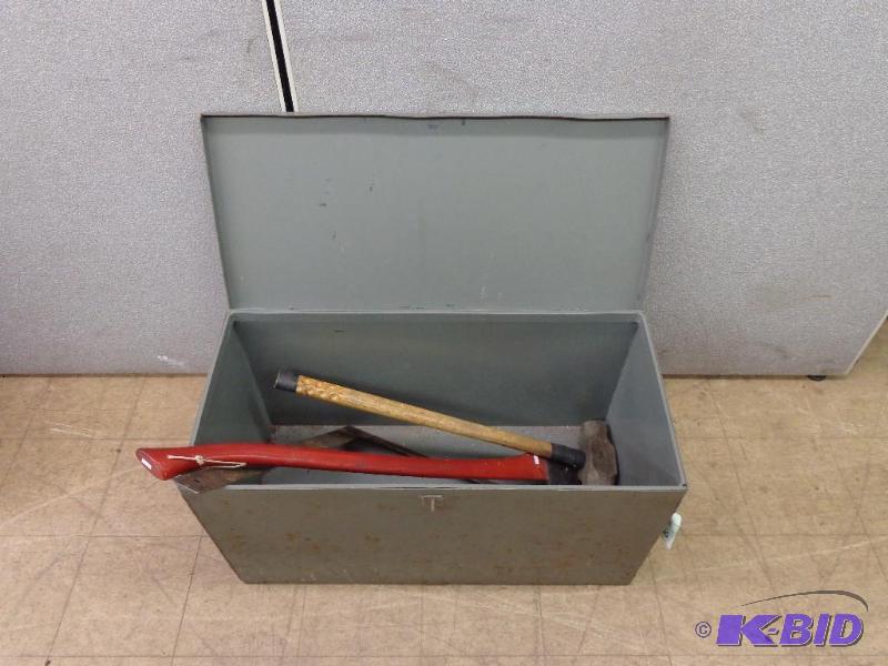 Metal Storage Box wL Square, Ax, &amp Sledg...