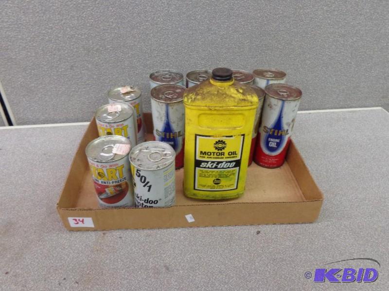 Assorted Vintage Anti-Freeze and Oil Cans Sta...