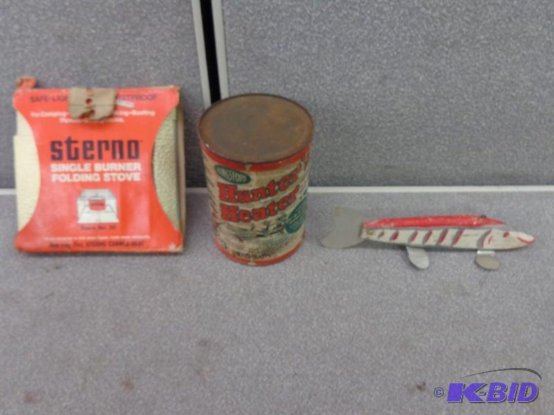 Sterno Folding Stove, Fishing Lure, and Hunte...