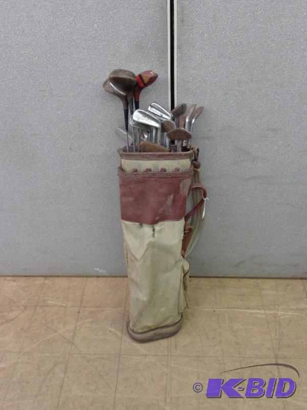 Old Set of Assorted Golf ClubsBag Mixed Bran...