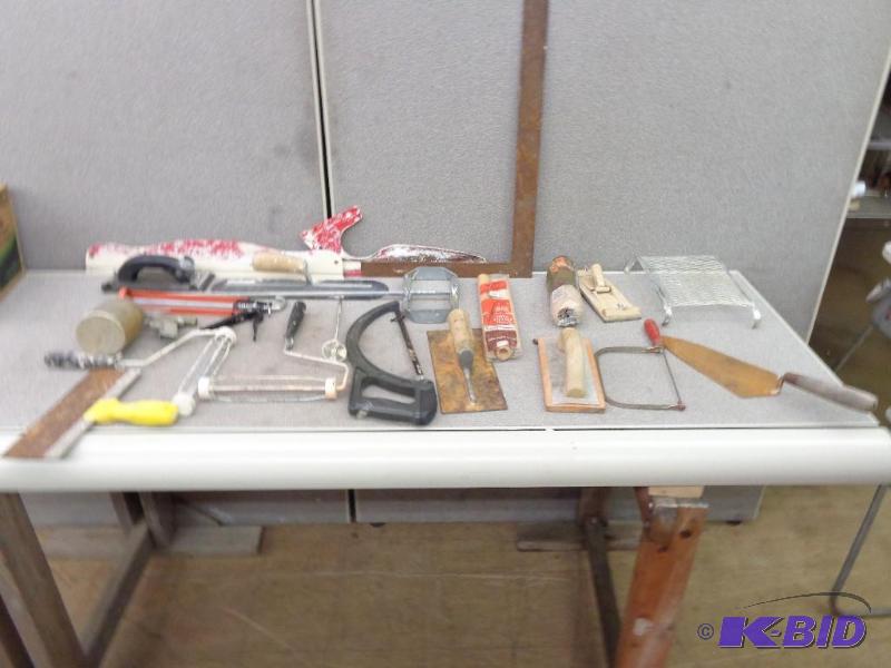 Assorted Painting Supplies and Saws Rollers S...