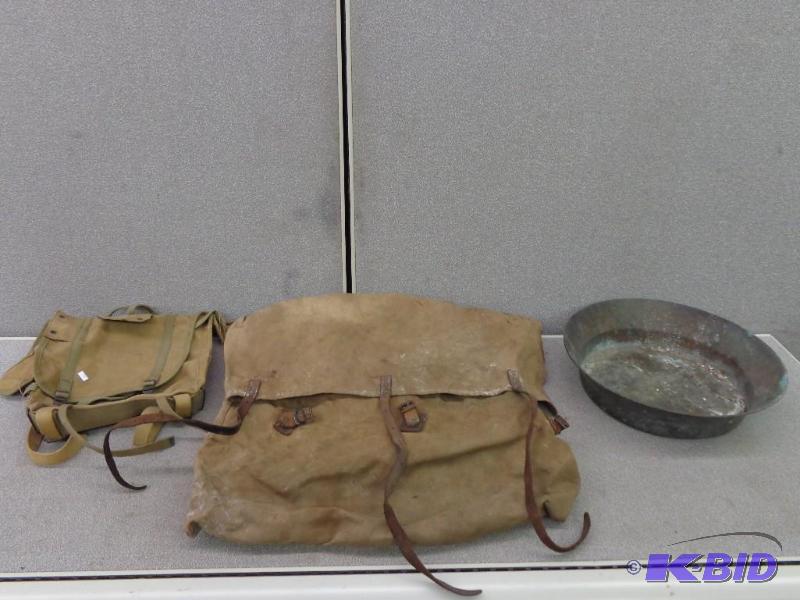 Military Style Back Pack and Large Strapped C...