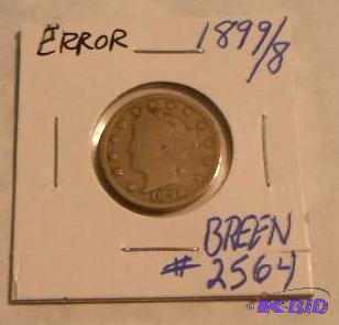 1899 Liberty Head V Nickel , Variety 2 with C...
