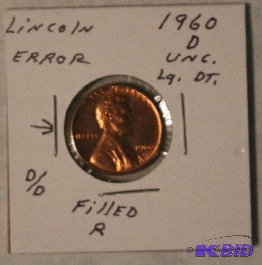 1960 D LincolnMemorial One-Cent (Error Fill...