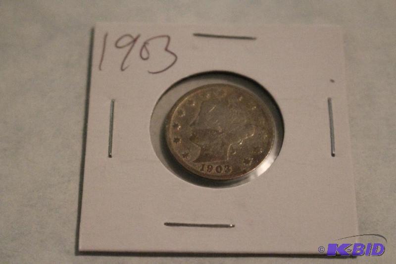 1903 Liberty Head V Nickel, Variety 2 with Ce...