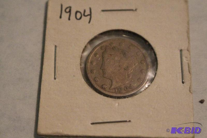 1904 Liberty Head V Nickel, Variety 2 with Ce...