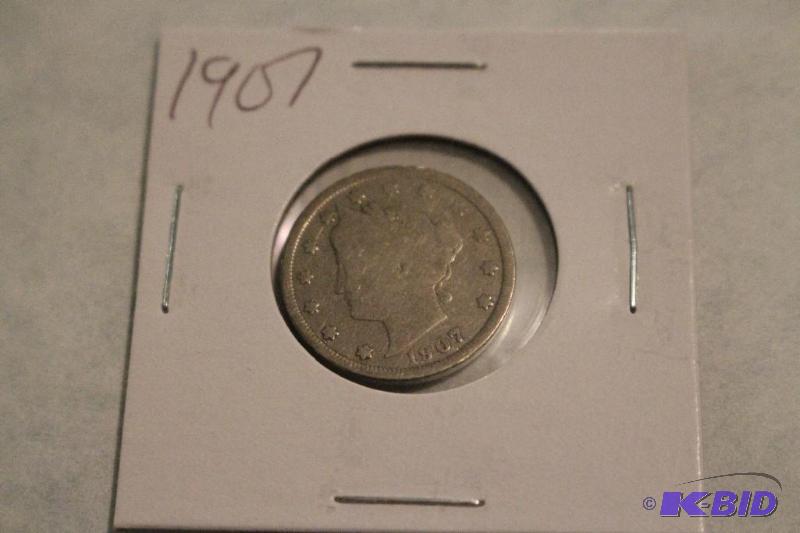 1907 Liberty Head V Nickel, Variety 2 with Ce...