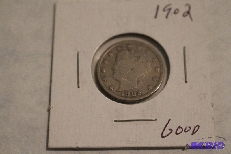 1902 Liberty Head V Nickel, Variety 2 with Ce...