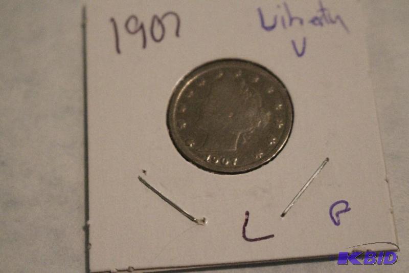 1907 Liberty Head V&nbspNickel, Variety 2 wi...