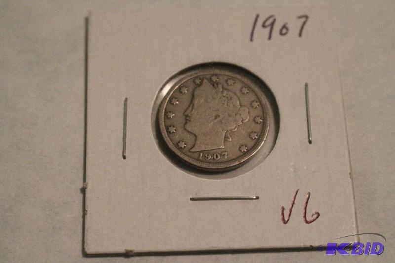 1907 Liberty Head V Nickel,Variety 2 with Cen...