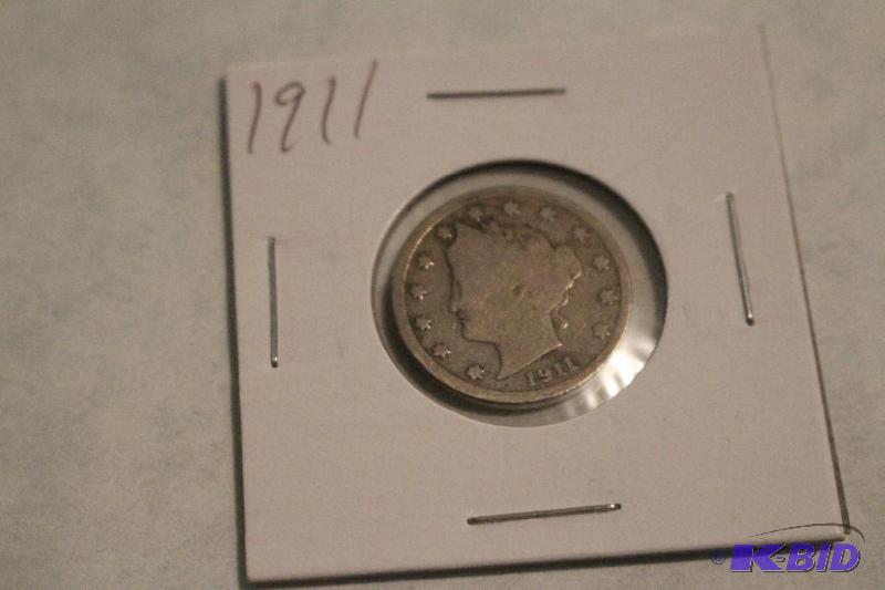 1911 Liberty Head V Nickel, Variety 2 with Ce...