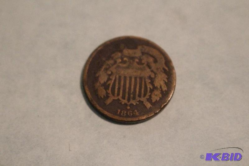 1864 Two-Cent Piece, Large Motto...