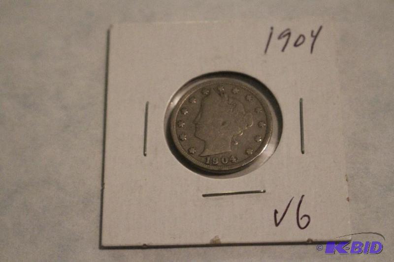1904 Liberty Head V Nickel, Variety 2 with Ce...