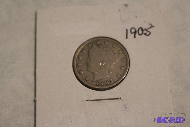 1905 Liberty Head V Nickel, Variety 2 with Ce...