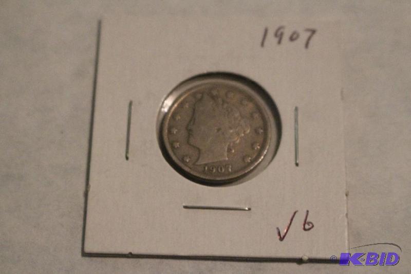 1907 Liberty Head V Nickel, Variety 2 with Ce...