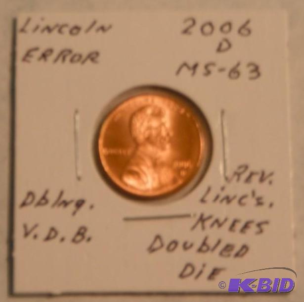 2006 D ms-63 Lincoln One-Cent, &nbsp(Error, ...