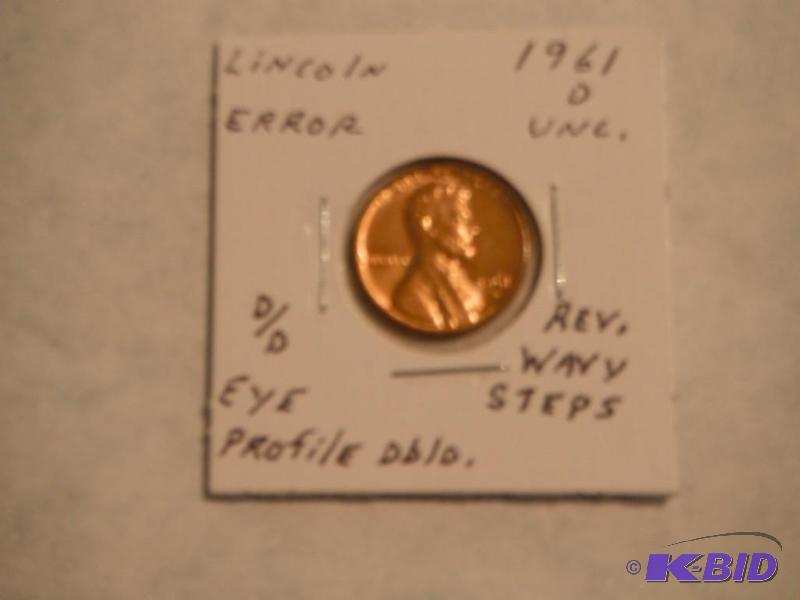 1961 D Unc. Lincoln One-Cent, (Error, eye pro...