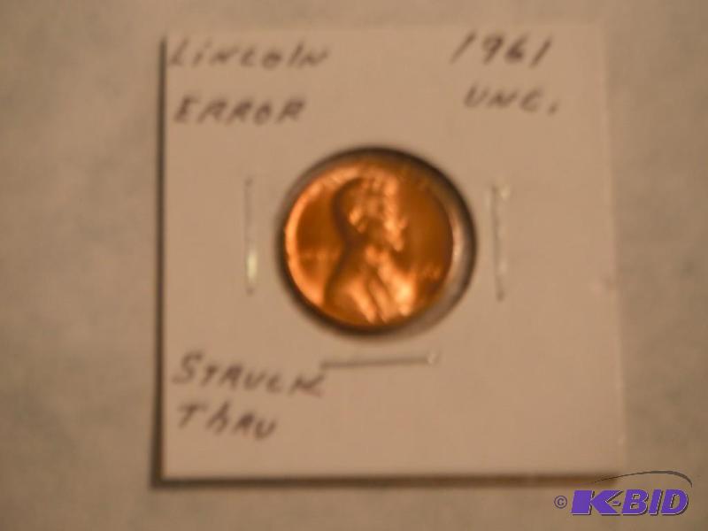 1961 Unc. Lincoln One-Cent, (Error, struck th...