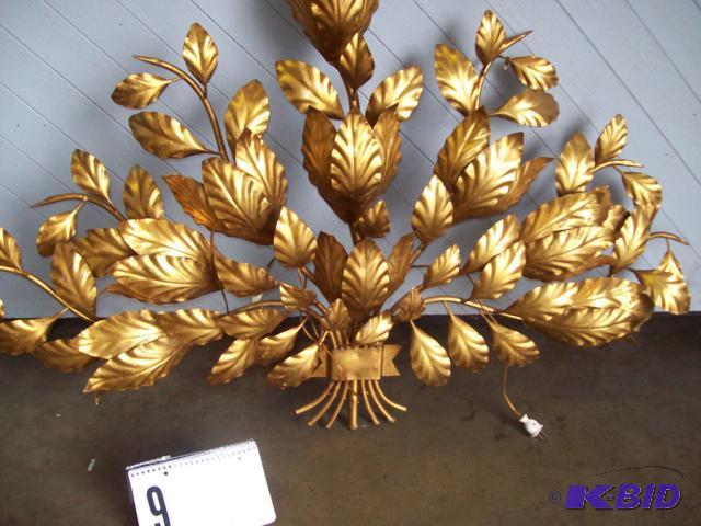Vintage Copper Leaf Wall Piece with Light.&nb...