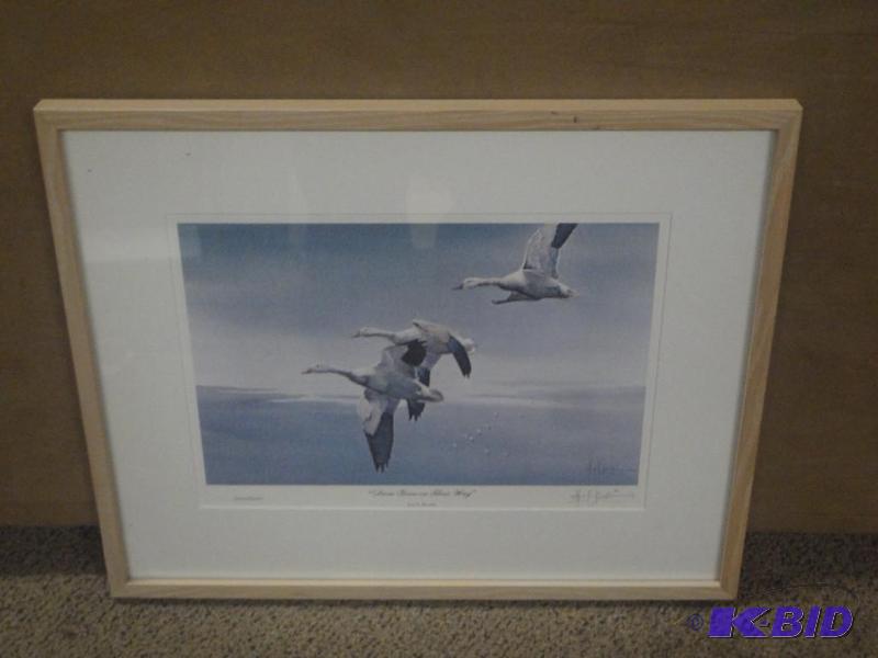 lot 5 image: Les Kouba &quotSnow Geese On Their Way"...