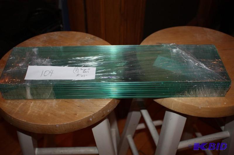 lot 104 image: Set of (8) Tempered Glass, 18" Long x 5&...