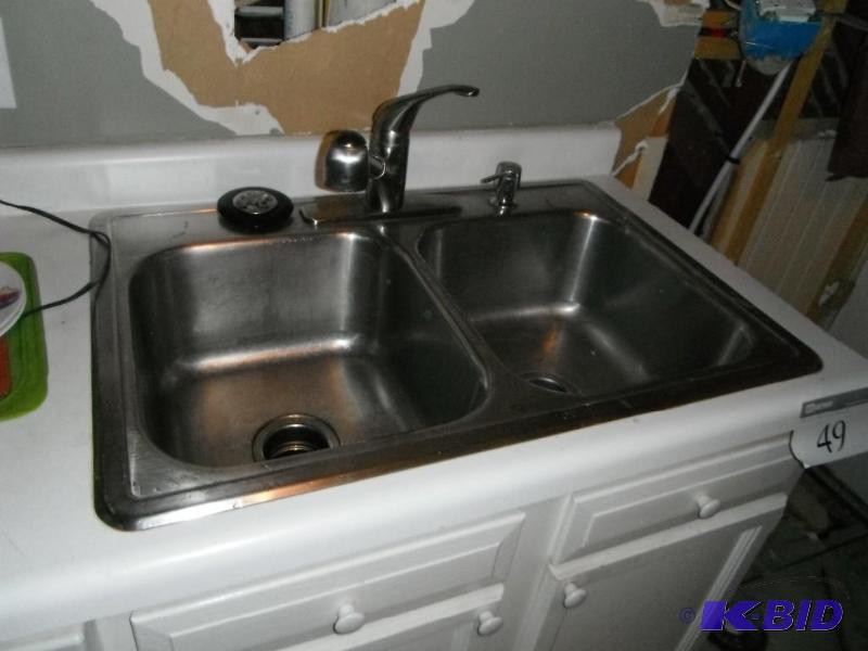 lot 49 image: Stainless Steel Double Bowl Kitchen Sink with...