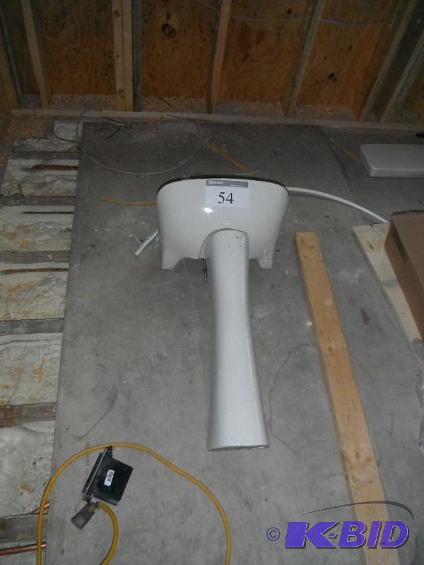 lot 54 image: Bathroom Pedestal Sink and Faucet - Porcelain...