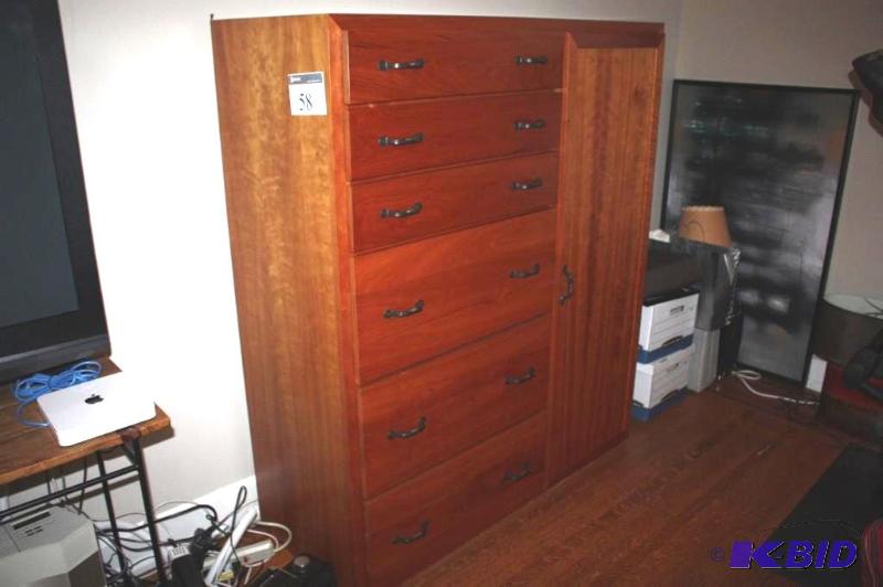 lot 58 image: Custom Made Oak DresserOffice Cabinet.  ...