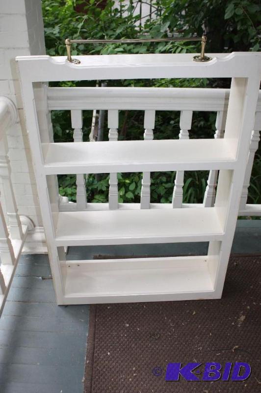 lot 73 image: Wooden Shelving Unit, White in Color, Dimensi...