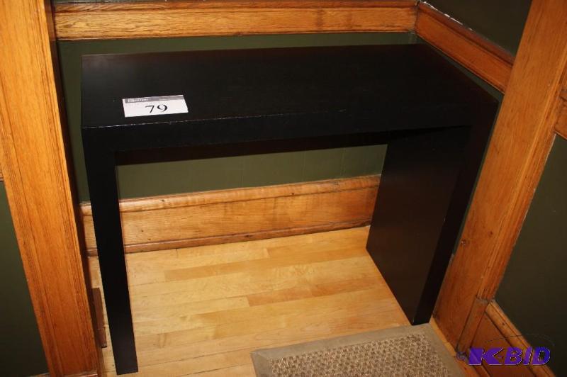 lot 79 image: Lot of (2) Black Wooden Decorative Tables - S...
