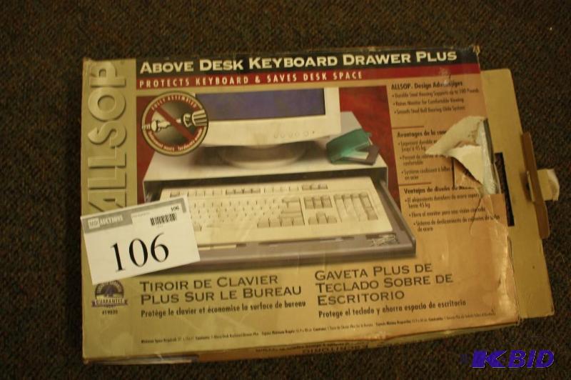 lot 106 image: Above Desk Keyboard Drawer Rack...