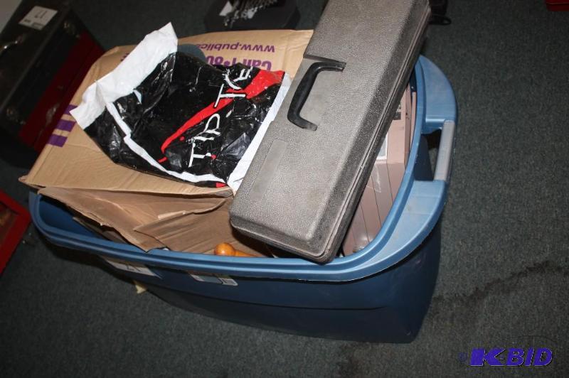 lot 21 image: Plastic Tote Lot including various tools inc...