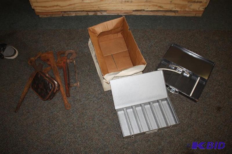 lot 25 image: Box Lot Including Pipe Wrench, Block & T...