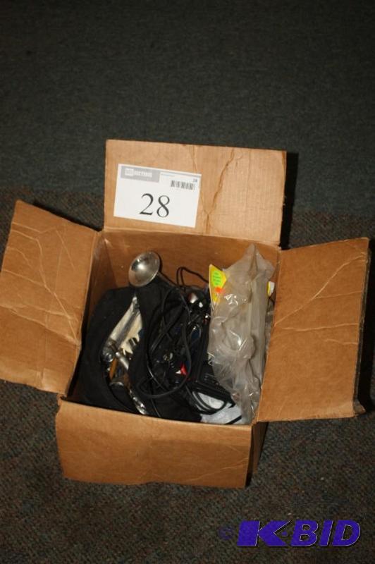 lot 28 image: Box Lot Including Crescent Wrench, Screwdriv...