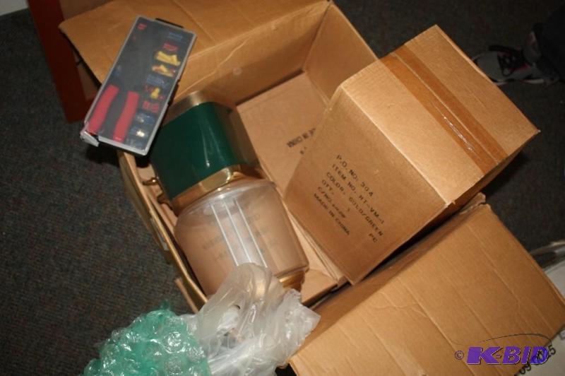 lot 99 image: Box Lot of (4) Gold and Green Candy Dispenser...