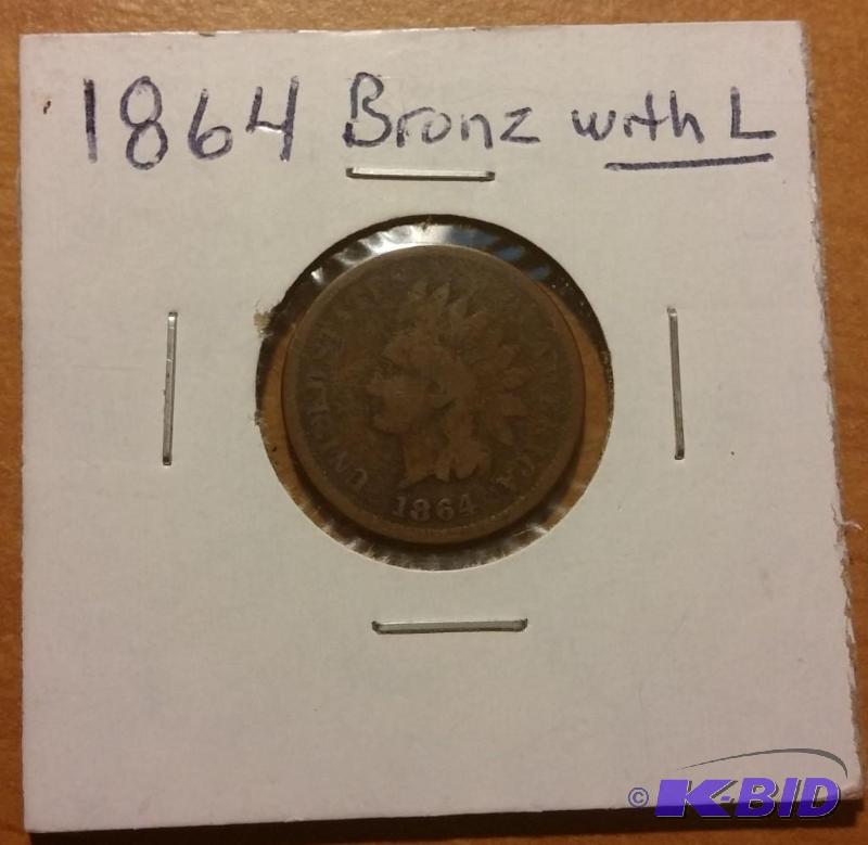 1864 INDIAN HEAD ONE CENT BRONZ WITH L...