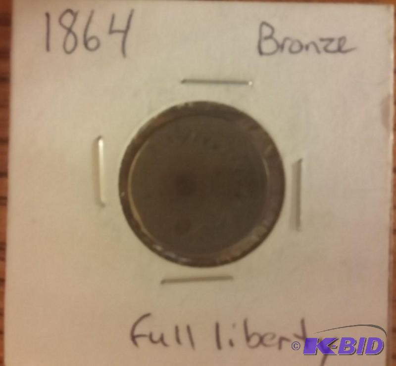 1864 INDIAN HEAD ONE CENT PENNY BRONZE FULL L...